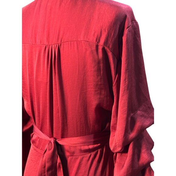 NEW Aakaa Burgundy Ruffle Wrap Maxi Holiday Dress M Long Gown Formal Evening - Picture 7 of 14